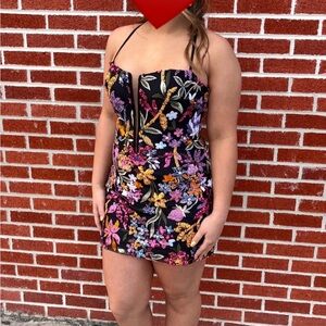 Floral Embroidered Mini Dress, Alyce Homecoming Dress